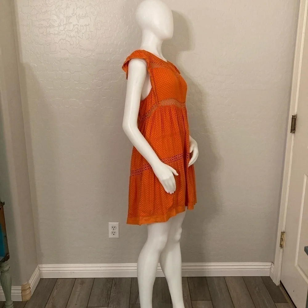 Free People Retro Kitty Crotchet Trim Dress Coral Size Small